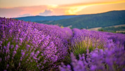 Fototapeta premium Lavender field at dusk 