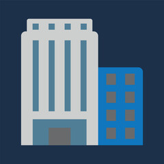 Minimalist Building Icon Representing Corporate Architecture and Urban Development With Simple Shapes and Colors