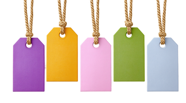 Colorful Blank Tags for Creative Use, PNG clip art element with transparency