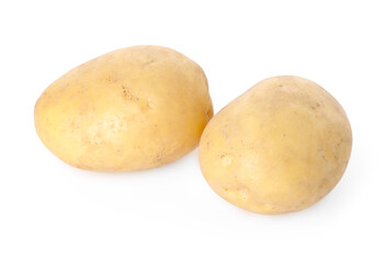Two fresh raw potatoes isolated on white