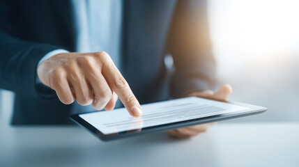 Person uses tablet for work highlighting AI role in job replacement