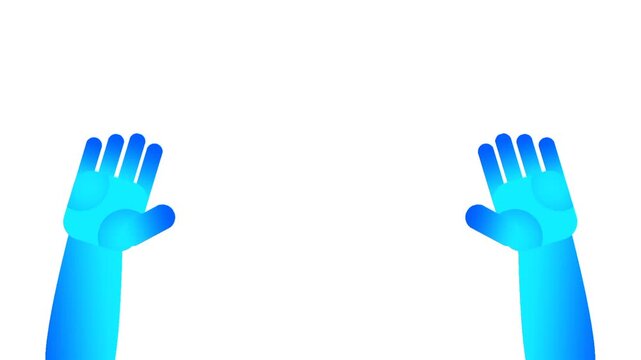 A blue pair of animated hands in motion representing physical activity, hand gestures, mobility, and human upper limb dynamics