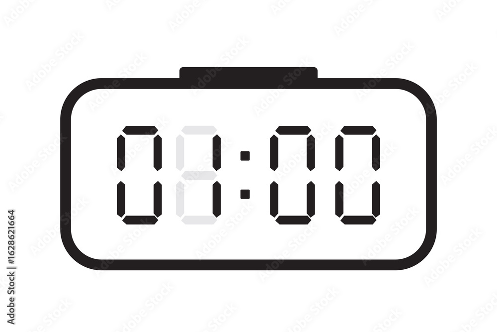Poster vector illustration of quarter to three digital clock icon sign and symbol. colored icon for website
