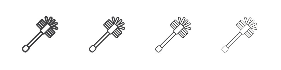Toilet brush icon symbol pictogram. outline black style