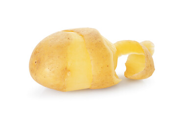 Raw potato with peel isolated on white