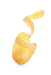 Raw potato with peel isolated on white