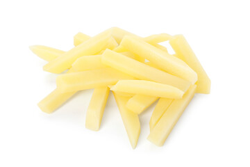 Slices of raw potatoes isolated on white