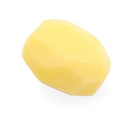 One peeled raw potato isolated on white