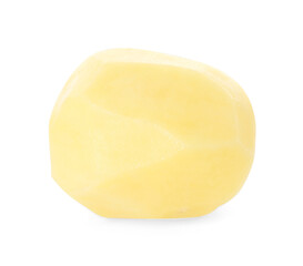 One peeled raw potato isolated on white