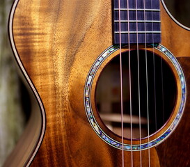 Obraz premium acoustic guitar close up