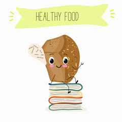 Baked food funny characters, hand drawn vector illustration.