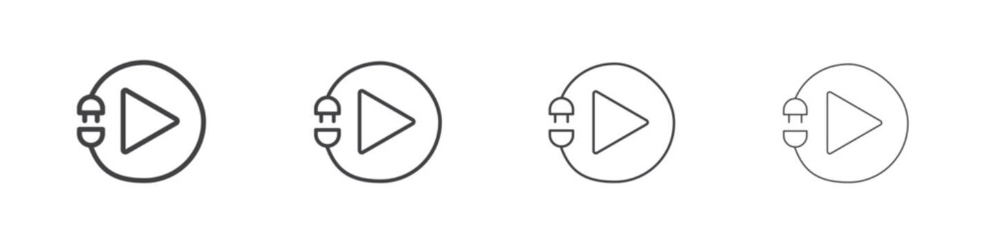 Plug and play icon symbol pictogram. outline black style