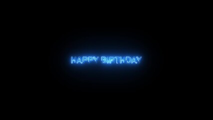 happy birthday animation. Blue glowing neon line motion text, scene for greeting card Glitch modern futuristic footage moving brush texture letters - Powered by Adobe
