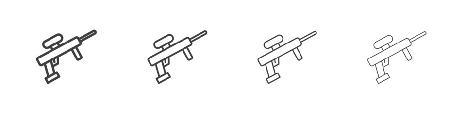 Paintball gun icon symbol pictogram. outline black style