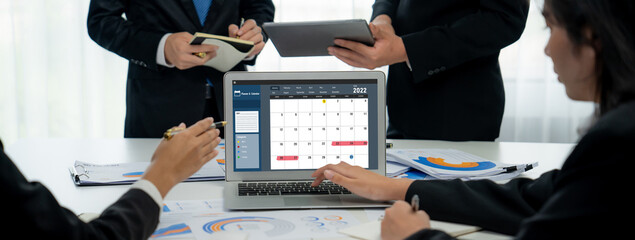 Calendar on computer software application for brisk schedule planning for personal organizer and...