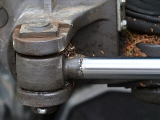 Close-up of individual components of an excavator, industrial technology