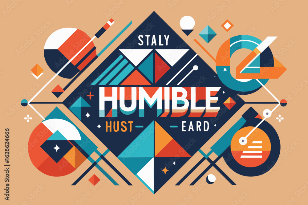 Poster abstract composition featuring geometric shapes and text elements for modern design projects