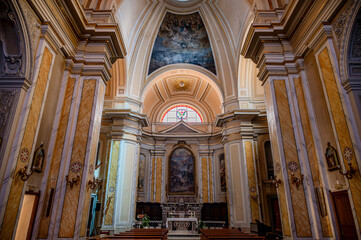 Fototapeta premium The Church of San Lorenzo Martire is the city's main church, located in the historic center on Piazza San Lorenzo. It is Isola del Liri's most important monument. Photo taken on July 27, 2025.