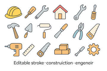 Obraz premium Collection of construction tools and equipment featuring various instruments for building and repairs tasks