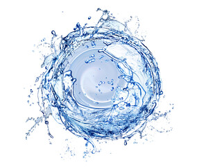 Water forming whirlpool on white background. Whirling fluid