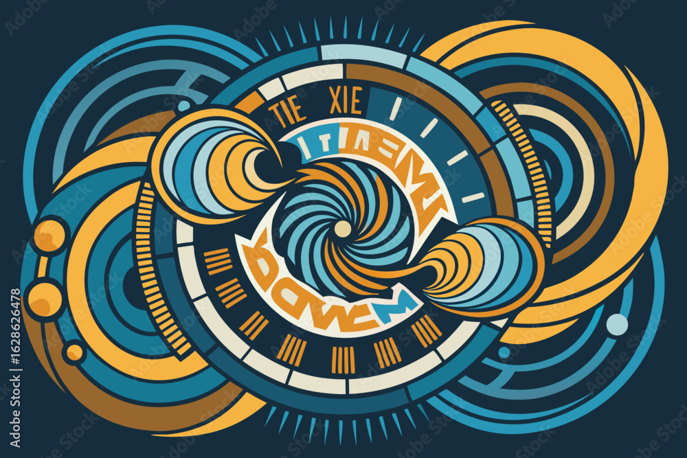 Aufkleber abstract geometric vector illustration featuring spirals and circular elements with bold colors on t