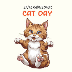 Cute cats and funny kitten doodle vector set. Happy international cat day characters design collection, isolated on white background. International cat day illustration.