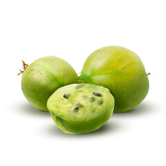 Fresh green gooseberries isolated on white. Summer berry