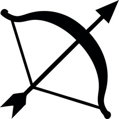 Long bow and arrow archery line art icon