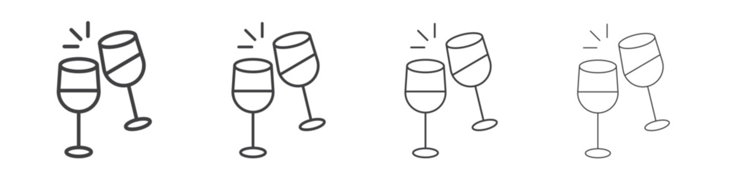 champagne glasses icon symbol pictogram. outline black style