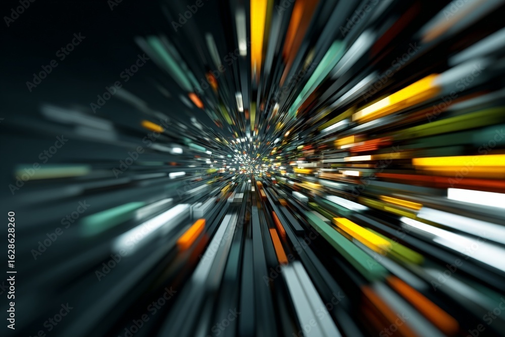 Poster colors and light blur together in a dynamic abstract design representing speed and energy at a digit