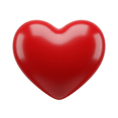 Shiny red heart symbol of love and romance isolated on transparent background