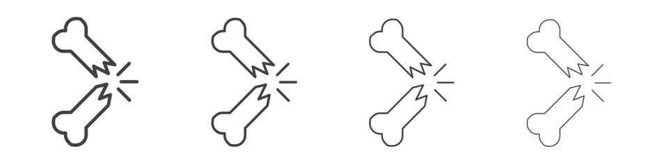Broken bone icon symbol pictogram. outline black style