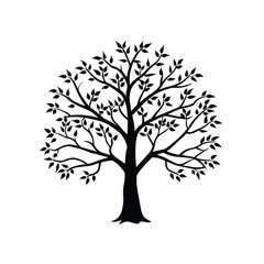 Tree silhouette vector illustration. Vector tree logo. 