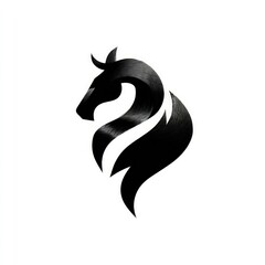 Abstract black silhouette of a horse's head and mane.
