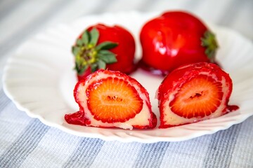 Strawberry of Love, a sweet treat that went viral in 2025, made with fresh strawberries, white...