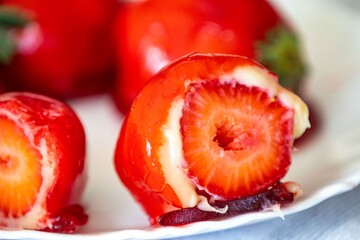 Strawberry of Love, a sweet treat that went viral in 2025, made with fresh strawberries, white...