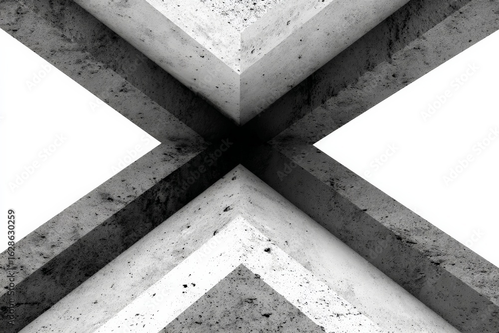 Aufkleber intricate geometric design featuring intersecting concrete shapes in a stark black and white composi