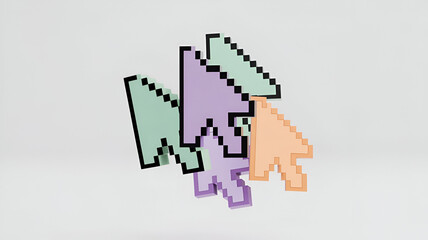 Fototapeta premium Pastel pixel cursors clustered together mint lavender