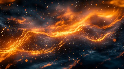 Obraz premium Liquid gold movement streaks through abstract night composition high resolution picture