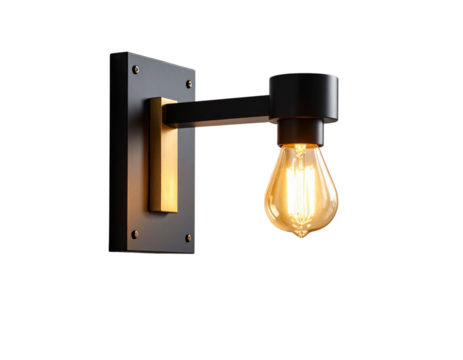 odern black wall sconce with warm light bulb