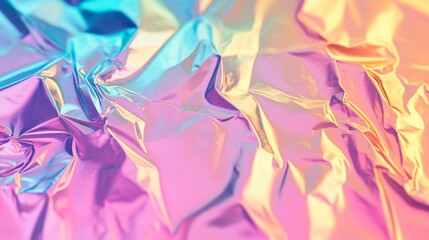 Fototapeta premium Abstract iridescent holographic foil texture background with pastel colors.