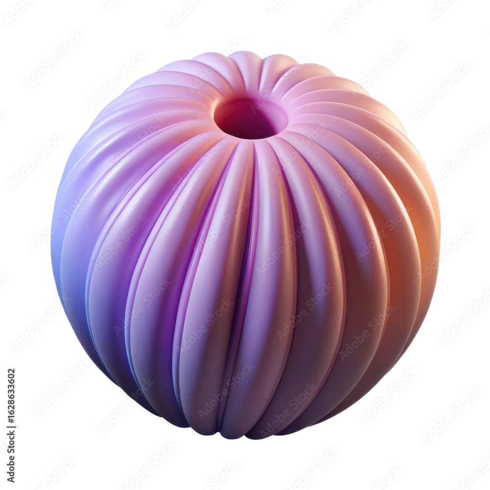 Poster abstract 3d rendered sphere with pleated texture and gradient lighting isolated on transparent backg