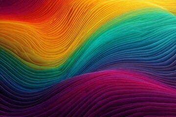 Colorful abstract waves create a vibrant gradient in a flowing design showcasing bright hues of red, orange, yellow, green, and blue