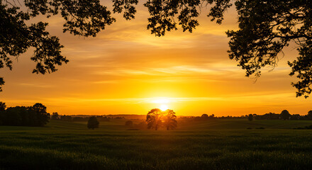 Fototapeta premium Golden Horizon Evening Nature Scenery