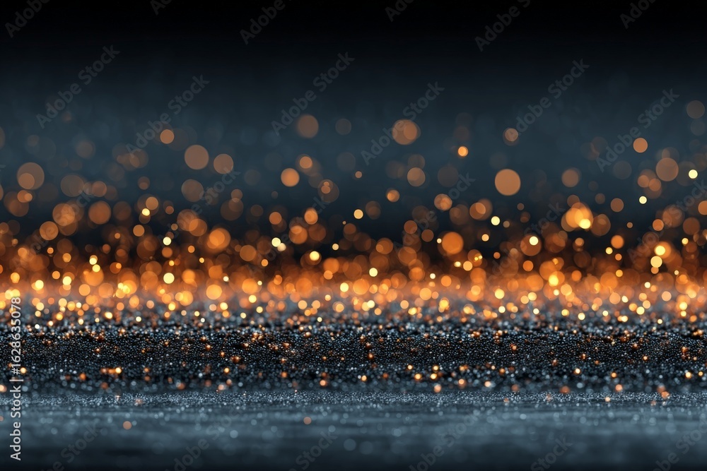 Poster sparkling golden and silver particles create a magical atmosphere during a nighttime celebration or 