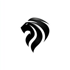 Obraz premium Bold black lion head graphic design.