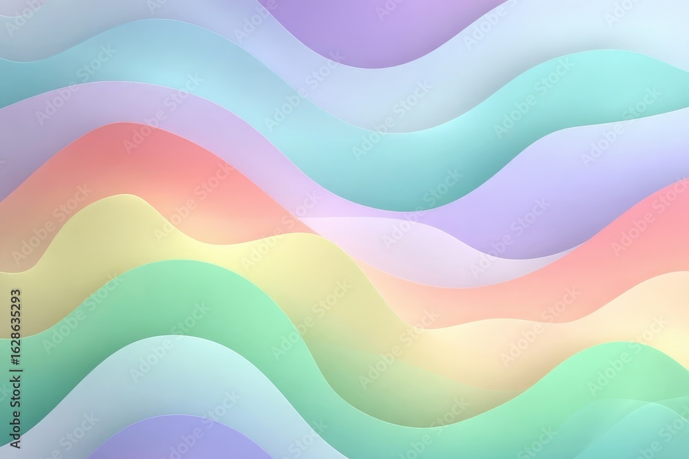 Poster colorful abstract wave pattern featuring soft pastel hues in a modern design style suitable for back