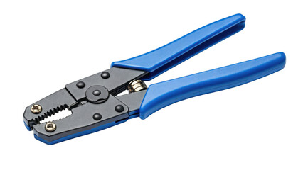 Fototapeta premium Blue handled wire stripper tool used for electrical repairs and cable cutting isolated on a transparent background