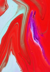 Abstract background of acrylic paint in red and blue tones. Marbling