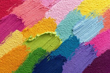 Vibrant brush strokes showcase a colorful palette in an artistic display of paint on canvas